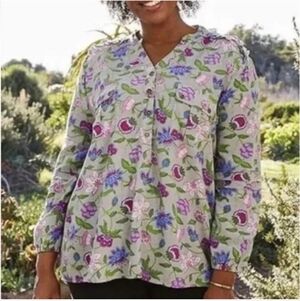 MATILDA JANE THINKING OUT LOUD FLORAL RUFFLE LONG SLEEVE TOP SIZE LARGE